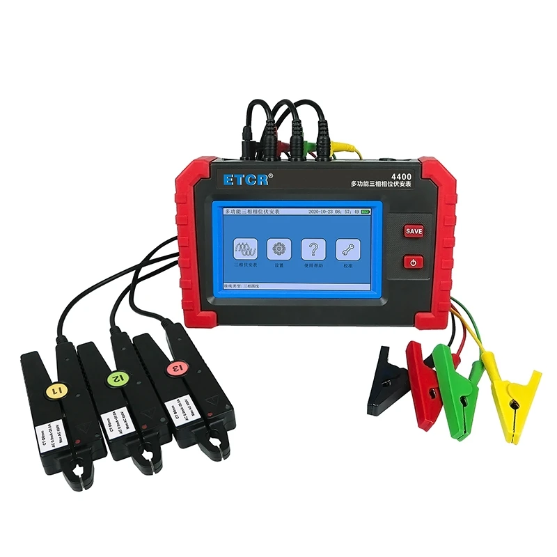 ETCR4400 Multifunction Three-Phase Voltage 2V-700V Voltammeter 0.001-20A Current Meter 0°-360°Phase Detector Multimeter