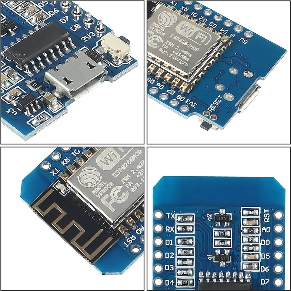 4er-Pack D1 Mini ESP8266 NodeMCU Board – 5V, ESP8266-12F, CH340G, Type-C, 4MBit Flash, WLAN Modul Für Arduino-IDE ESP8266 Mini Board