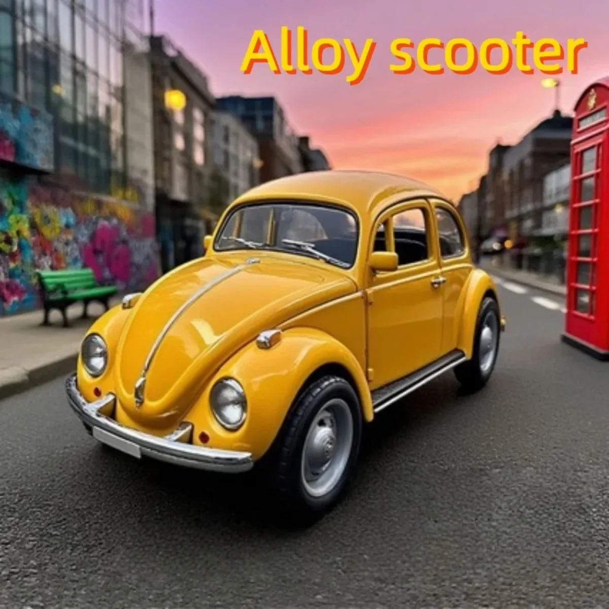 1:36 Alloy Beetle Diecast Model, Classic Retro Car with Openable Doors, Miniature Desk Display Collectible for Adult Fans