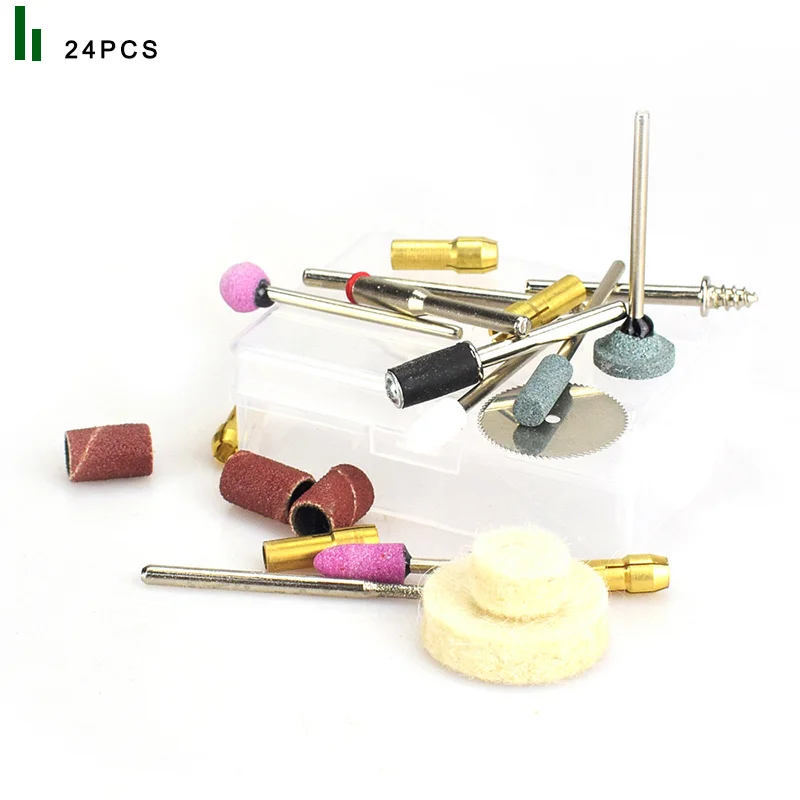 Dremel 액세서리 회전 도구 세트, 전기 드릴용 연마재, 목재 금속 조각 절단 연삭 조각 연마용, 24 개