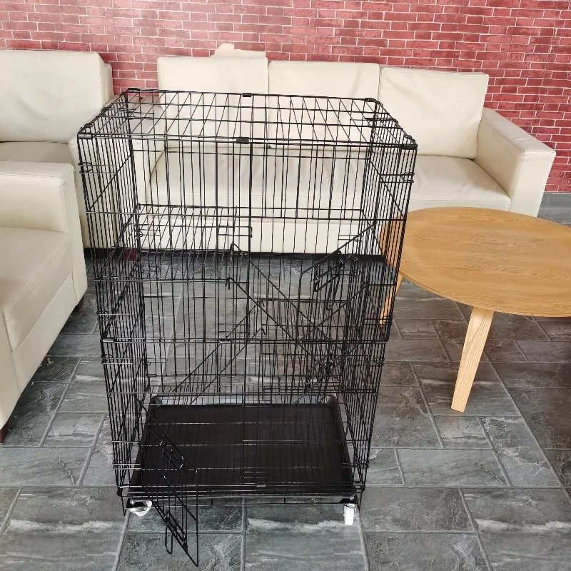 3 Layer Cat Cages Bold Wire Collapsible Hamster Multi Lever Ladder Large Trap House for Cats Veterinary Pet Cat Villa with Wheel