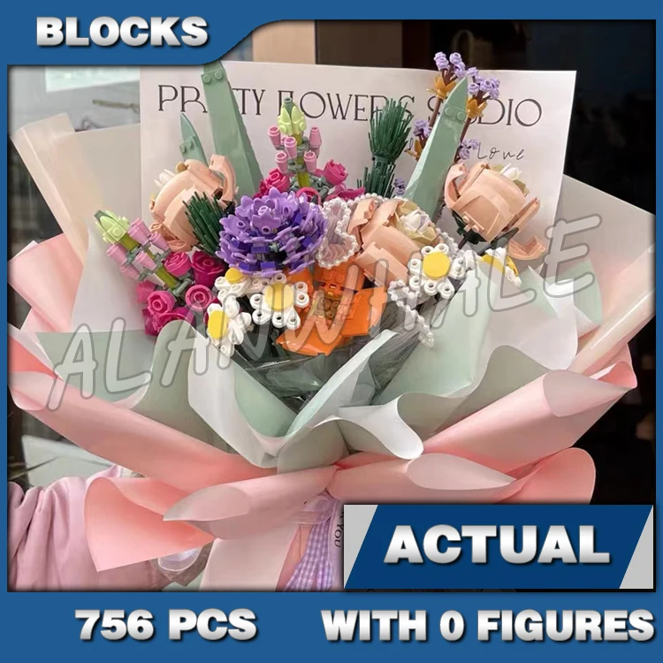 

756pcs Creative Expert Botanical Collection Flower Bouquet Bloom Decoration 11650 Building Blocks Sets Compatible With Model