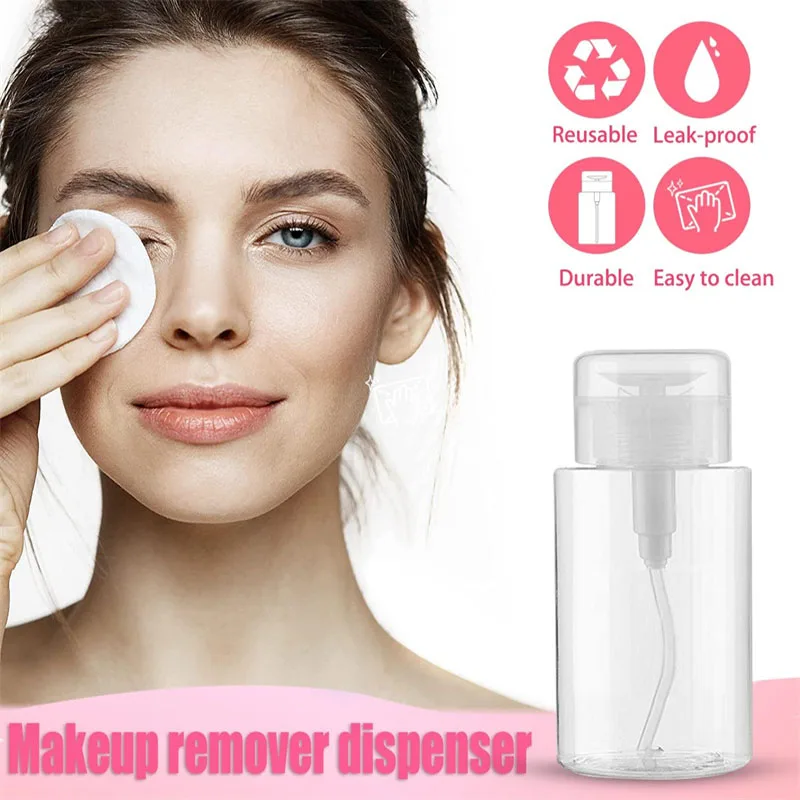 100/200ml Empty Press Pump Dispenser Push-type Bottling Push Down Empty Pump Dispenser Bottle for Nail Polish and Makeup Remover