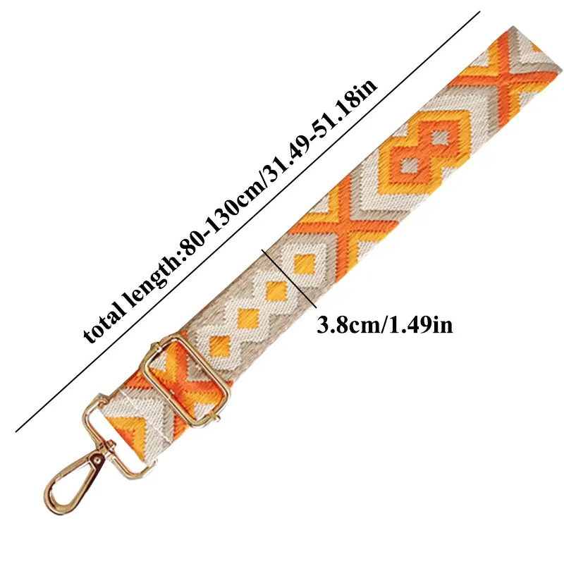 Fashionable 3.8CM Wide Bag Belt Bag Strap Ethnic Style Geometric Handbag Shoulder Strap Adjustable Bag Straps Replacement Strap