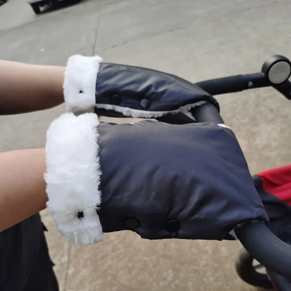 2pcs Stroller Gloves Winter Pram Hand Muff Glove Waterproof Stroller Handle Warmer Gloves Thicken Mitten Stroller Accessories