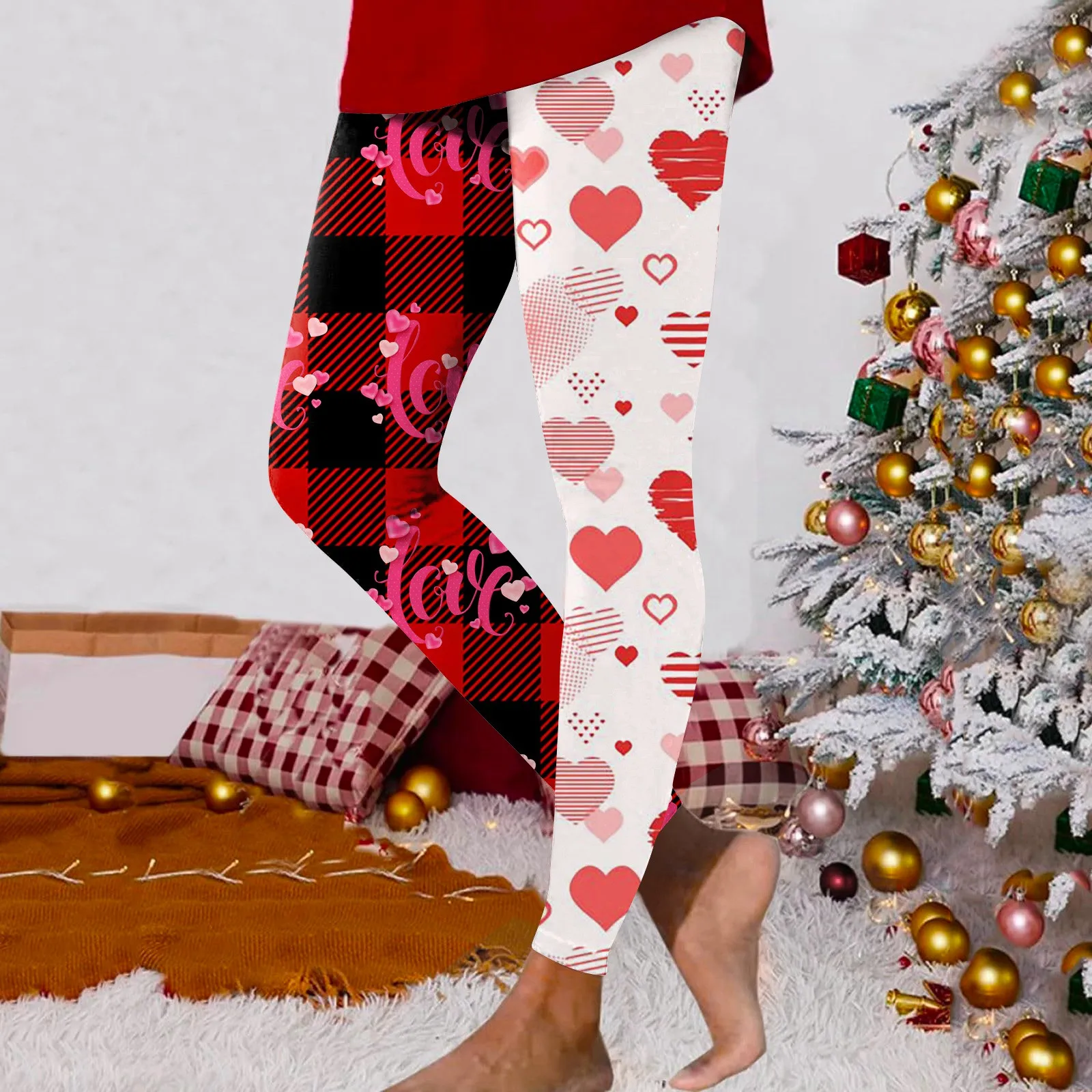 

Casual Comfy Bottom Sweatpants Heart Print Ladies Wide Leg Elastic Mid Waist Pajama Valentines Day Warm Trouser Women Pantalones