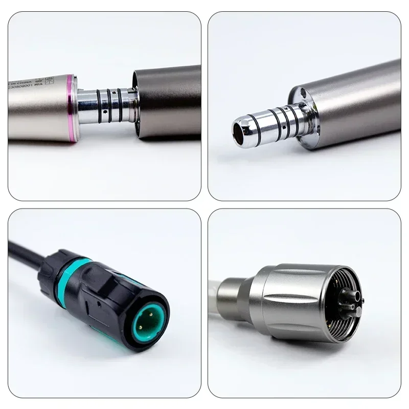 Dental Brushless Electric LED Motor Contra Angle: Low-Speed LED Handpiece, 1:1&1:5 Increasing, Push Button, 4-Way Ceramic Spray