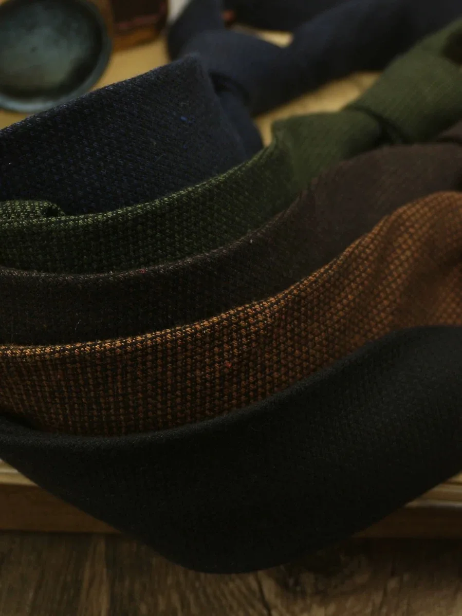 الكورية ضيق 6 سنتيمتر الأسود مخطط منقوشة رباطات للرقبة للرجال الخريف الشتاء سميكة التعادل القطن الكتان الصلبة الأخضر ربطات العنق عادية Cravat