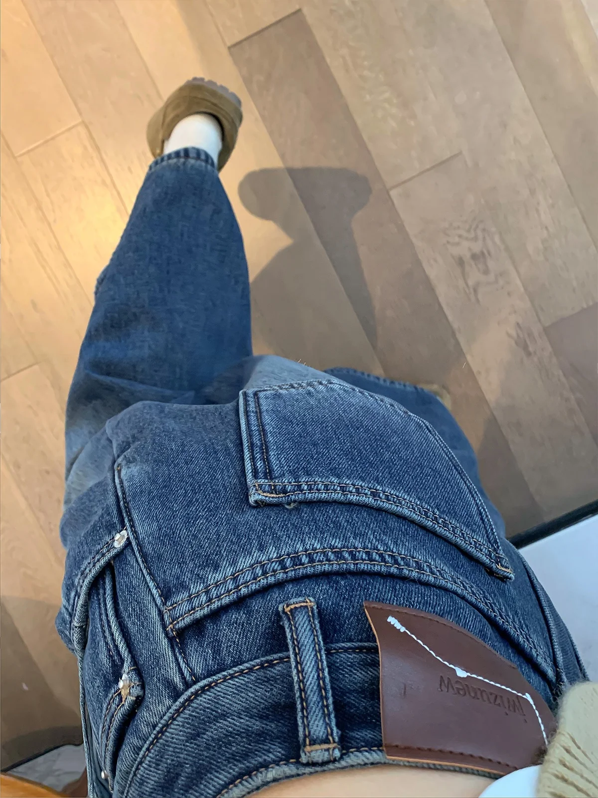 

Женские джинсы с высокой талией, на флисовой подкладке, синие, свободного кроя, весна 2026, Love Devil Fi Commute Sle