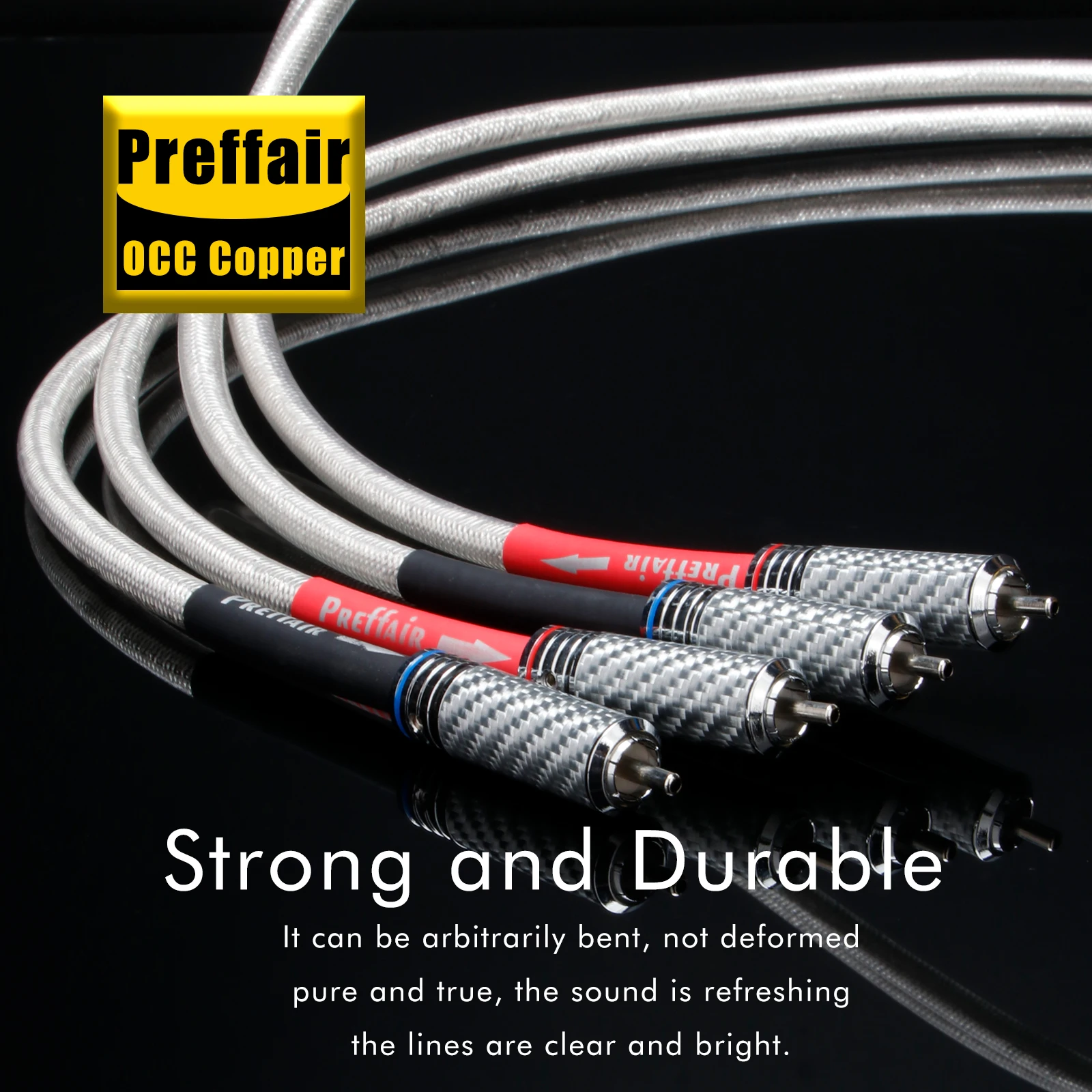 Preffair X407R1720 6N OCC Silver-Plated Hifi RCA Audio Cables With Carbon Fiber RCA Plug Connector for DAC/AMP/CD/DVD--1 Pair