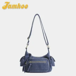 Jamhoo Multi-Pocket Shoulder Bags For Women High Quality Denim Casual Crossbody Bag 2024 New Versatile Tote Bag Bolsa Handbag