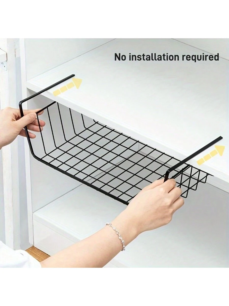 1pc under table hanging multi-layer storage basket, student dormitory wardrobe desktop storage rack, kitchen seasoning rack