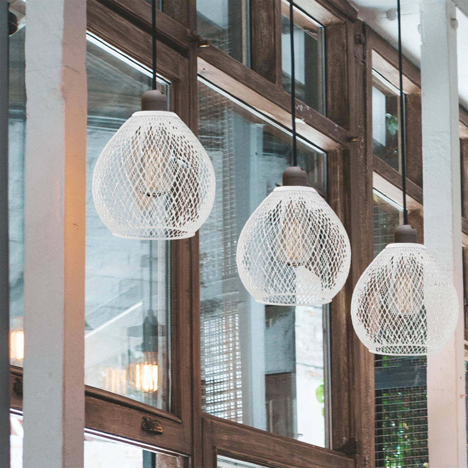 

Water Drop Lampshade Cage Iron Shades Mesh Hanging Light Cover Pendant with Metal