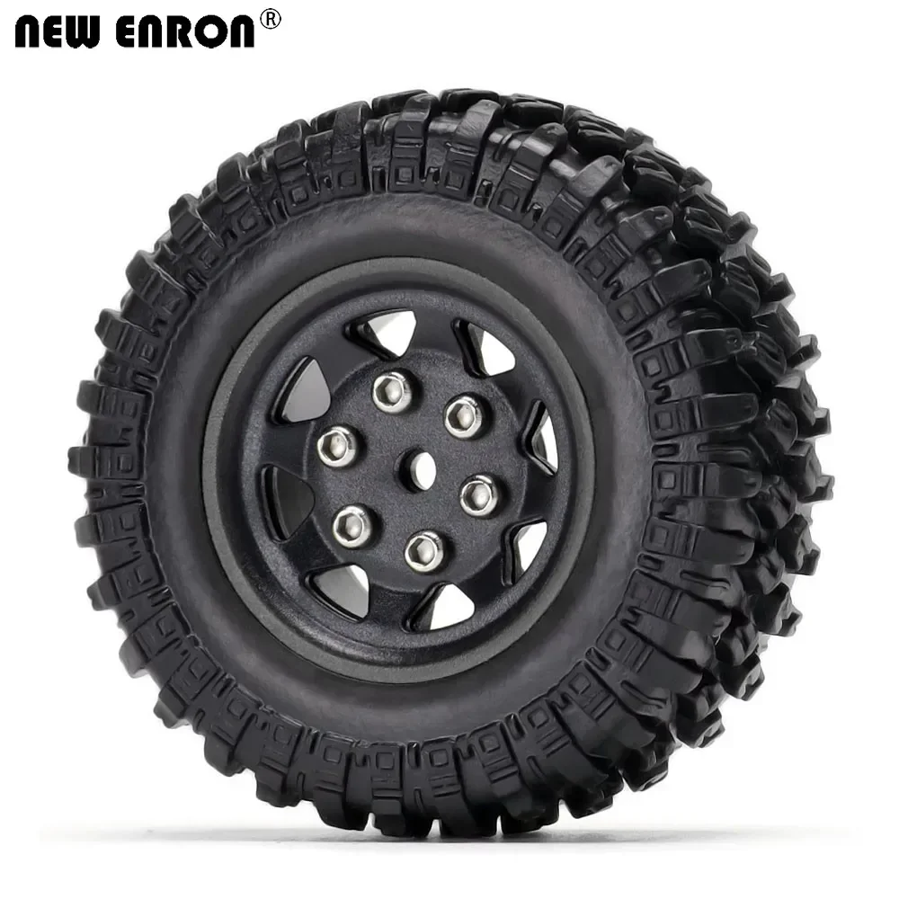 ใหม่ ENRON 4 ชิ้น 1.0 "พลาสติก Beadlock ล้อและ 49 มิลลิเมตรยางยางสําหรับ RC รถ Rock Crawler 1/24 Axial SCX24 90081 C10 Wrangler