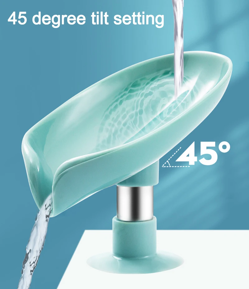 Automatic Drainage Soap Box Leaf Shape Holder Sink Sponge Rack Kitchen Bathroom Suction Cup Tray Container Storage Accessories