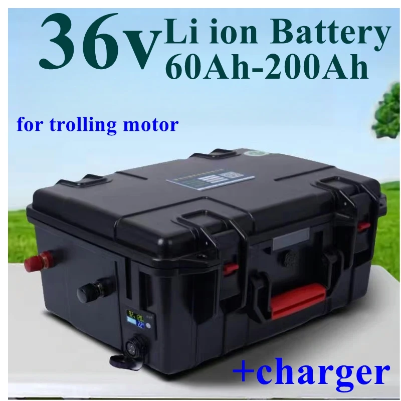 36V 60Ah 80Ah 100Ah 110Ah 120Ah 130Ah 150Ah 200Ah Lithium Li Ion Battery For Trolling Motor Propeller Fishing Boat +Charger