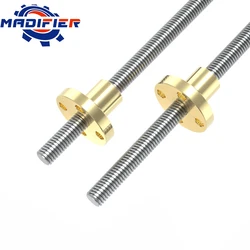 T6 Thread 6mm Trapezoidal Lead Screw Lead with Brass Nut 1mm 2mm 4mm 6mm 12mm Length 100mm150mm200mm250mm3d printer accesoires