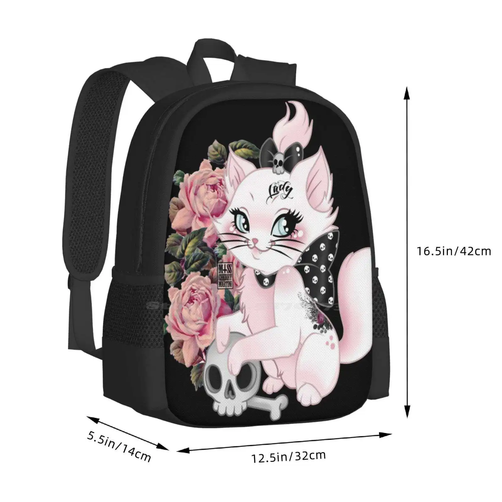 Still A Lady Hot Sale Backpack Fashion Bags Kitten Tattooed Cat Crazy Cat Lady Gothic Cat