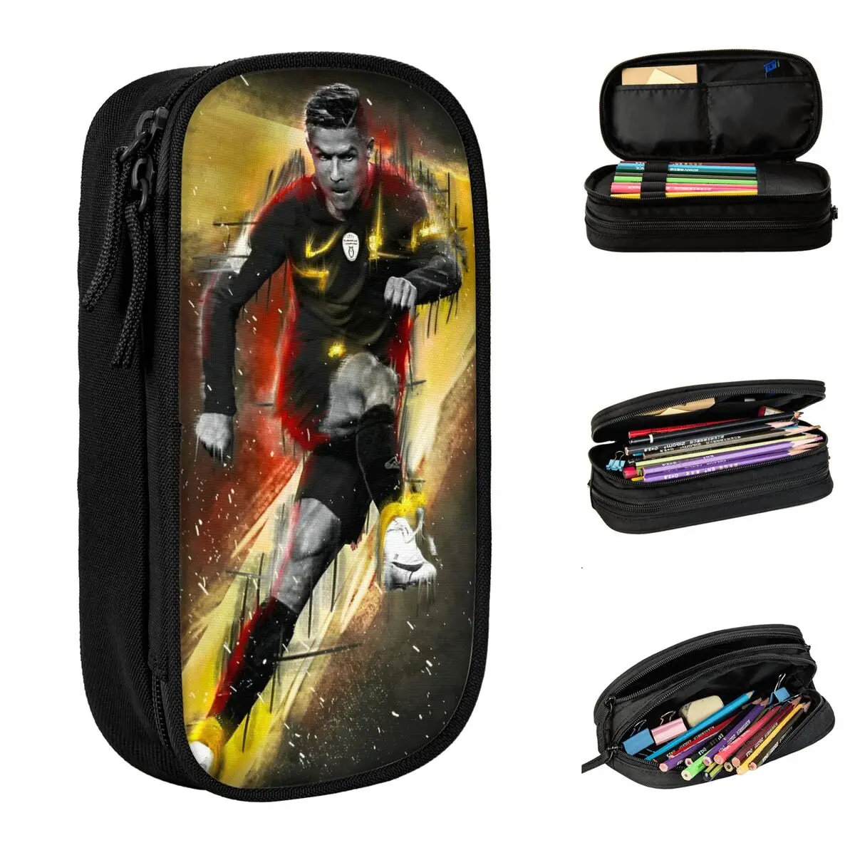 Classic CR7 Running Like A Wind Pencil Case Pencil Pouch Pen Box Kids Big Capacity Bags School Supplies Zipper Accessories