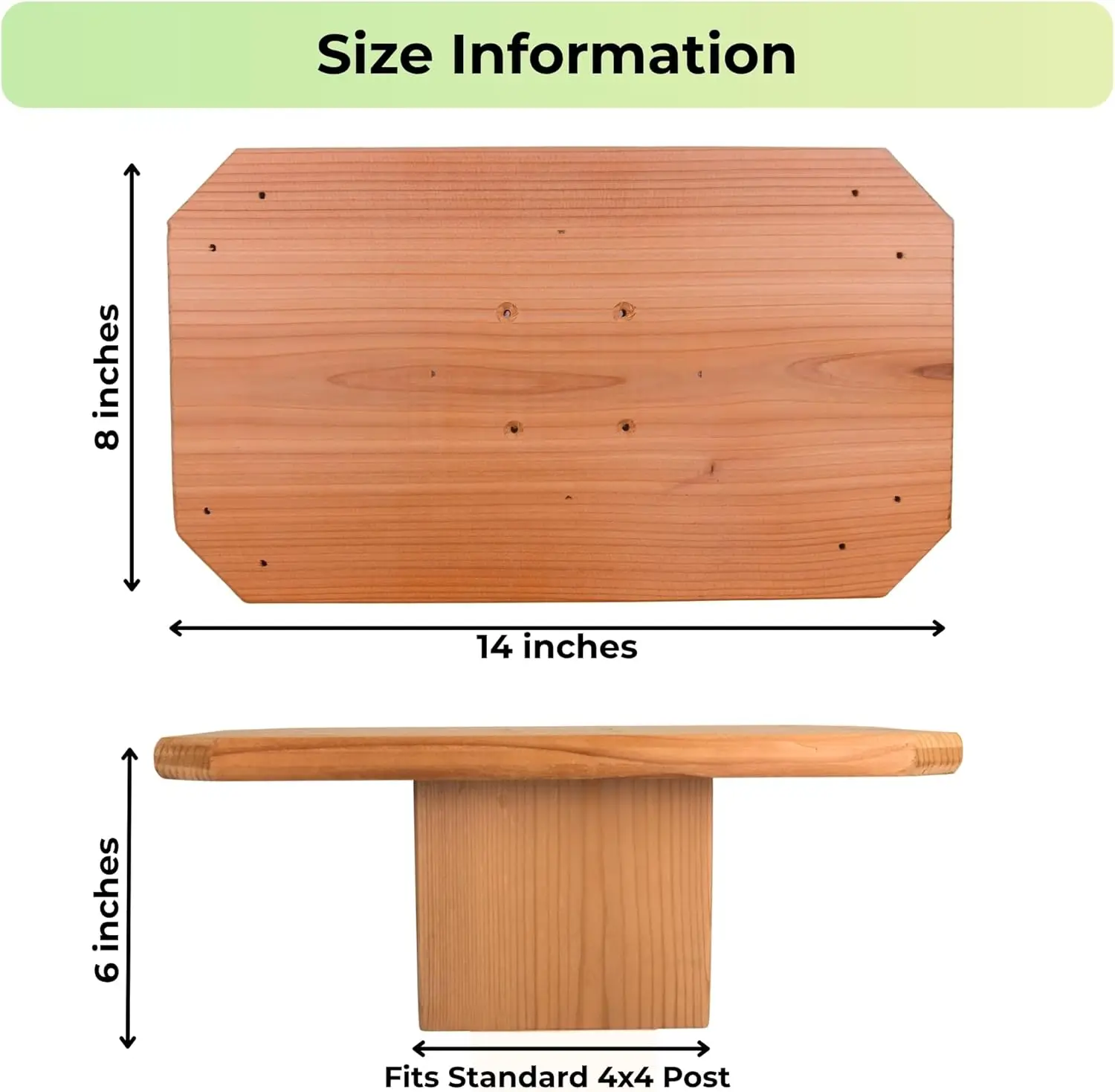 Cedar Little Library Mount for 4x4 Posts, Easy Install with Screws Included - Outdoor Stable Support