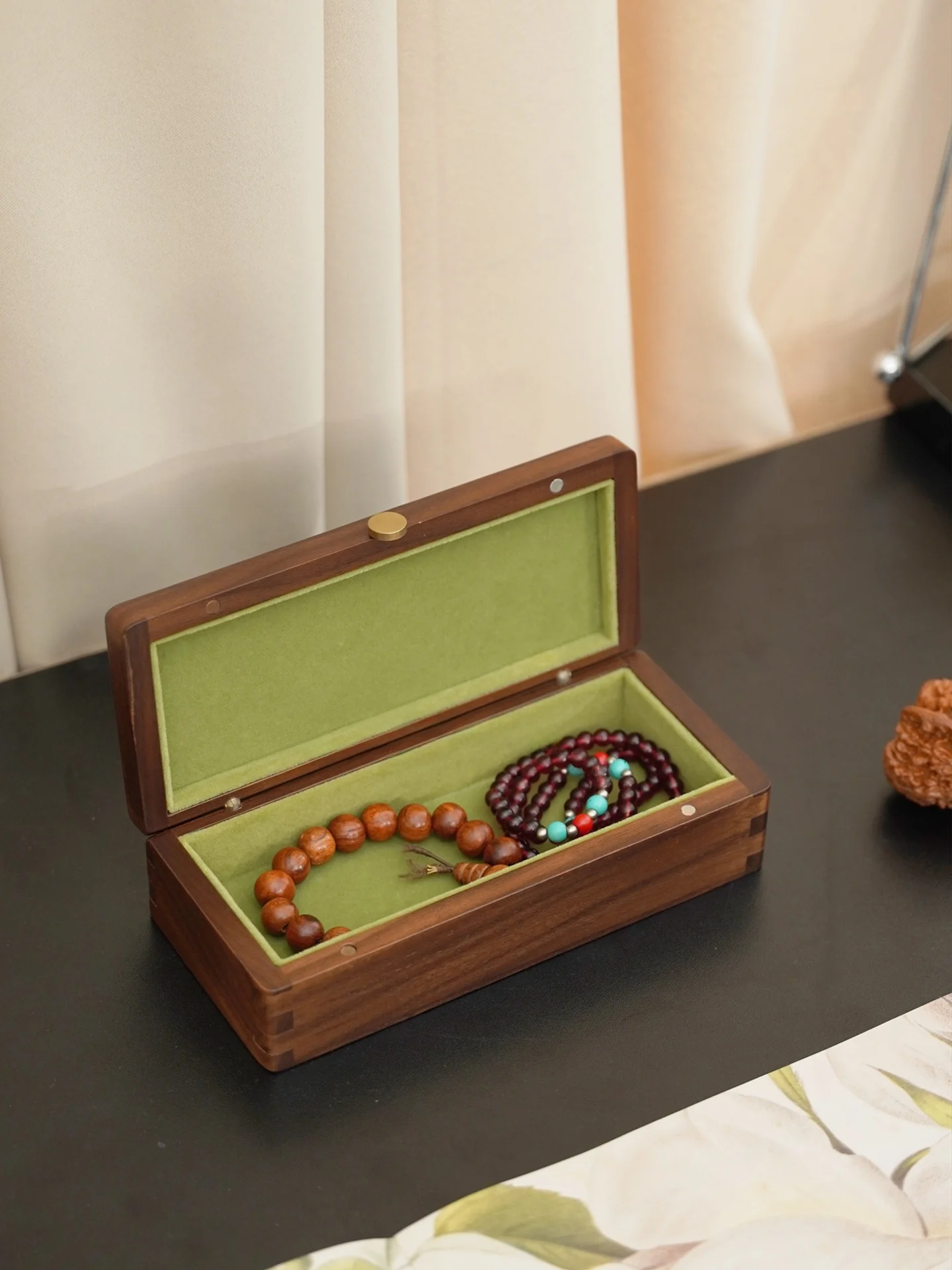 

Роскошная деревянная шкатулка для хранения бусин и украшений, винтажный дизайн ручной работы в форме тыквы, идеально подходит для 80 бусин