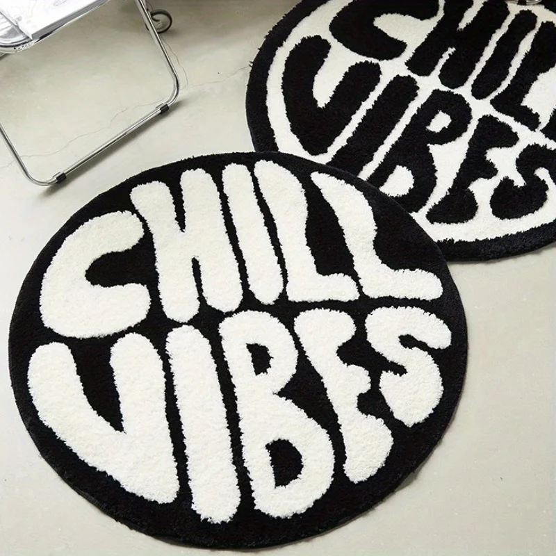 Chill Vibes Round Rug Fluffy Tufted NonSlip Floor Mat for Living Room Bedroom Dorm Aesthetic Boho Home Decor Bedroom Decor