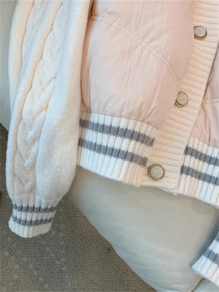 e Gestrickte leichte Stehkragen-Baumwolljacke für Damen, trendiges Herbst-Winter-Design, Princ Sle Single Button Cl...