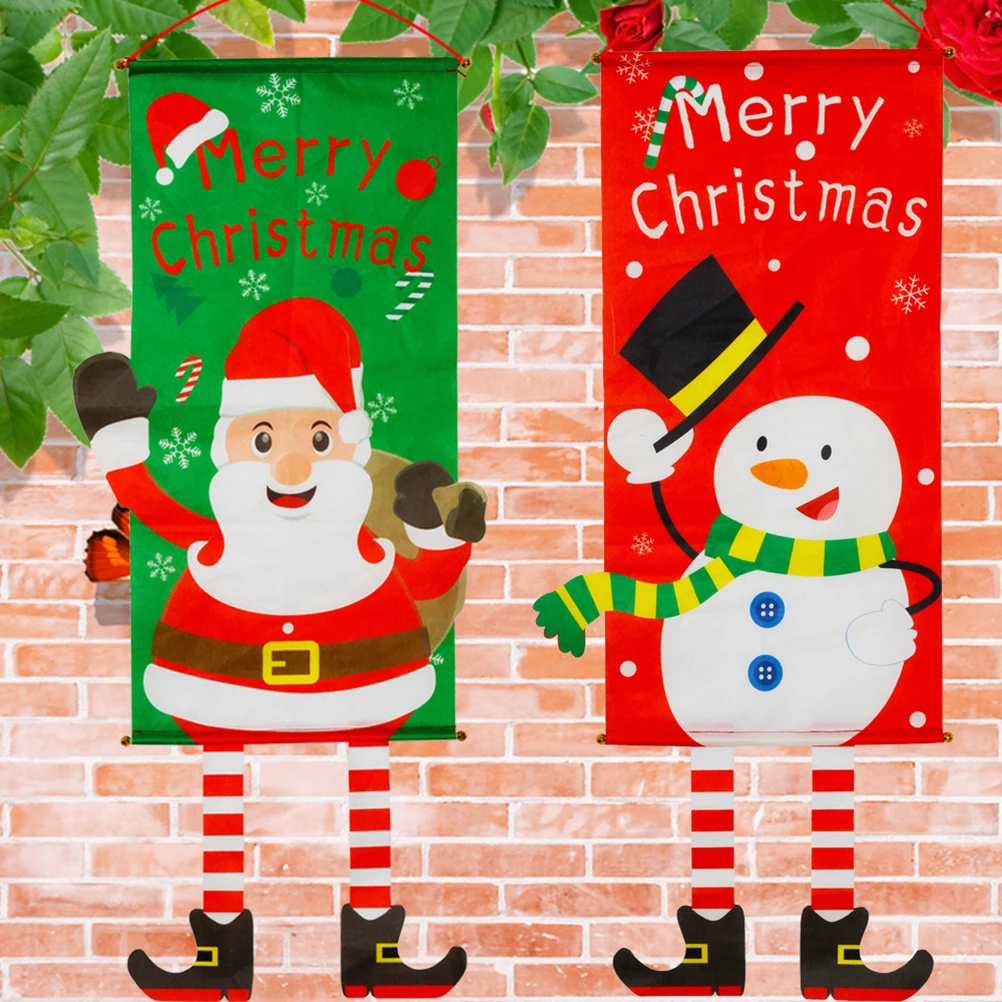 

2 PCS Snowman Pendant Christmas Decorations Wall Home Xmas Decorative Hanging Window Ornament Cloth Door