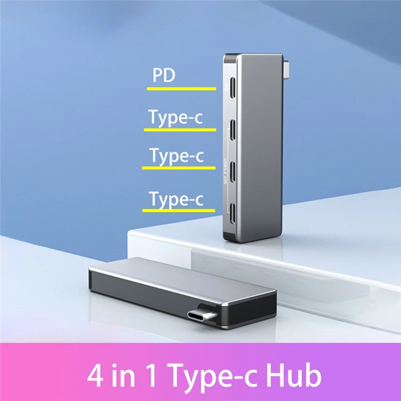 HFES 4 In 1 Type-C Hub 4 Ports USB Type C To USB3.2 Gen2 Hub Splitter PD Adapter 10Gbps For  Pro Air Laptop Desktop PC