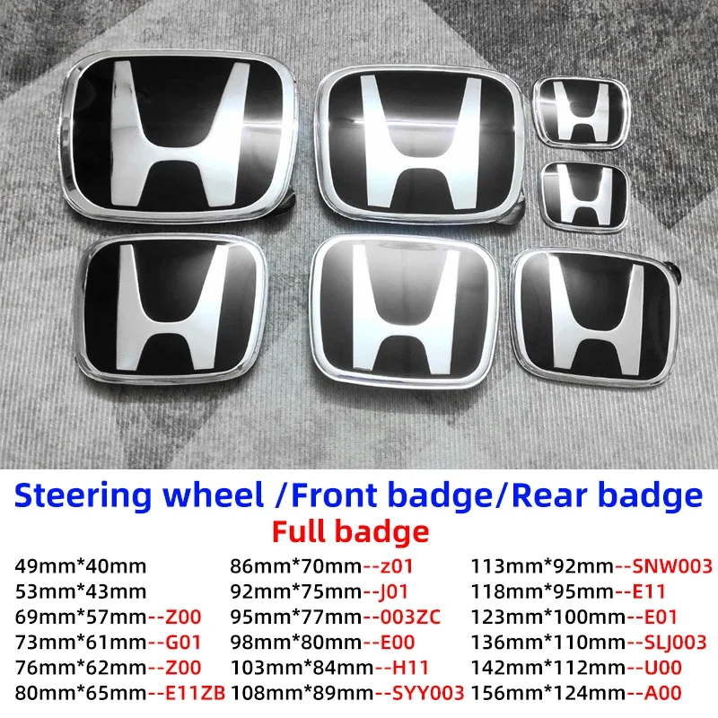 1 Uds. De capó delantero de coche, emblema del capó, logotipo del parachoques trasero para Honda Civic Fit Jazz Accord CRV HRV City Odyssey, accesorios