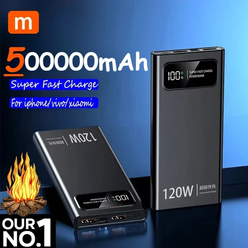 500000 Mah 배터리 고용량 디지털 디스플레이 전원 은행 120w 아이폰에 대한 초고속 충전 삼성 Xiaomi 화웨이  Best5