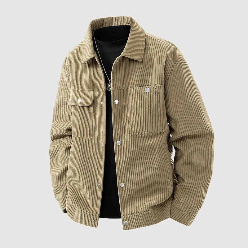 

Мужская осенняя куртка из вельвета большого размера в американском ретро-стиле, универсальная, модная, с воротником, легкая, для зрелых мужчин