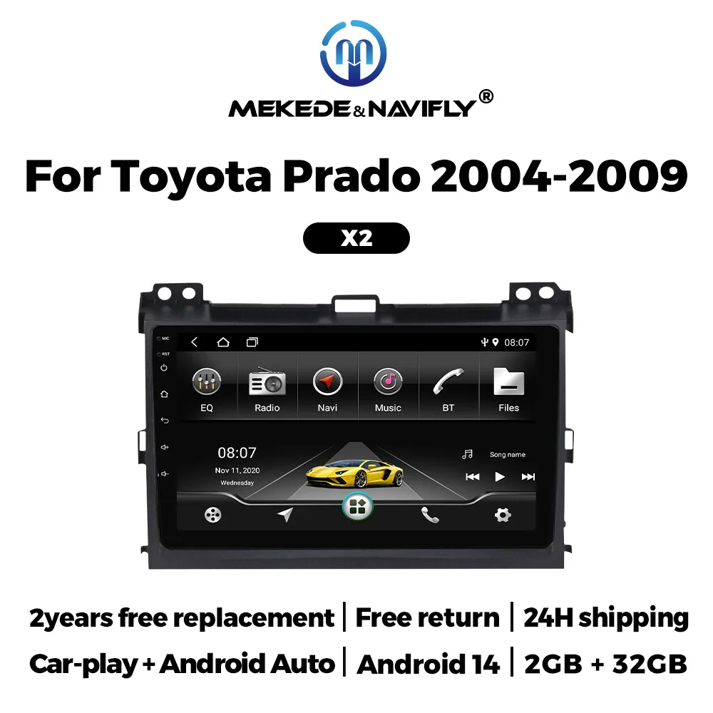 For Toyota Land Cruiser Prado 120 LC120 2004-2009 GPS Car Radio Multimedia Video Player Autoradio Android Navigation Head Unit