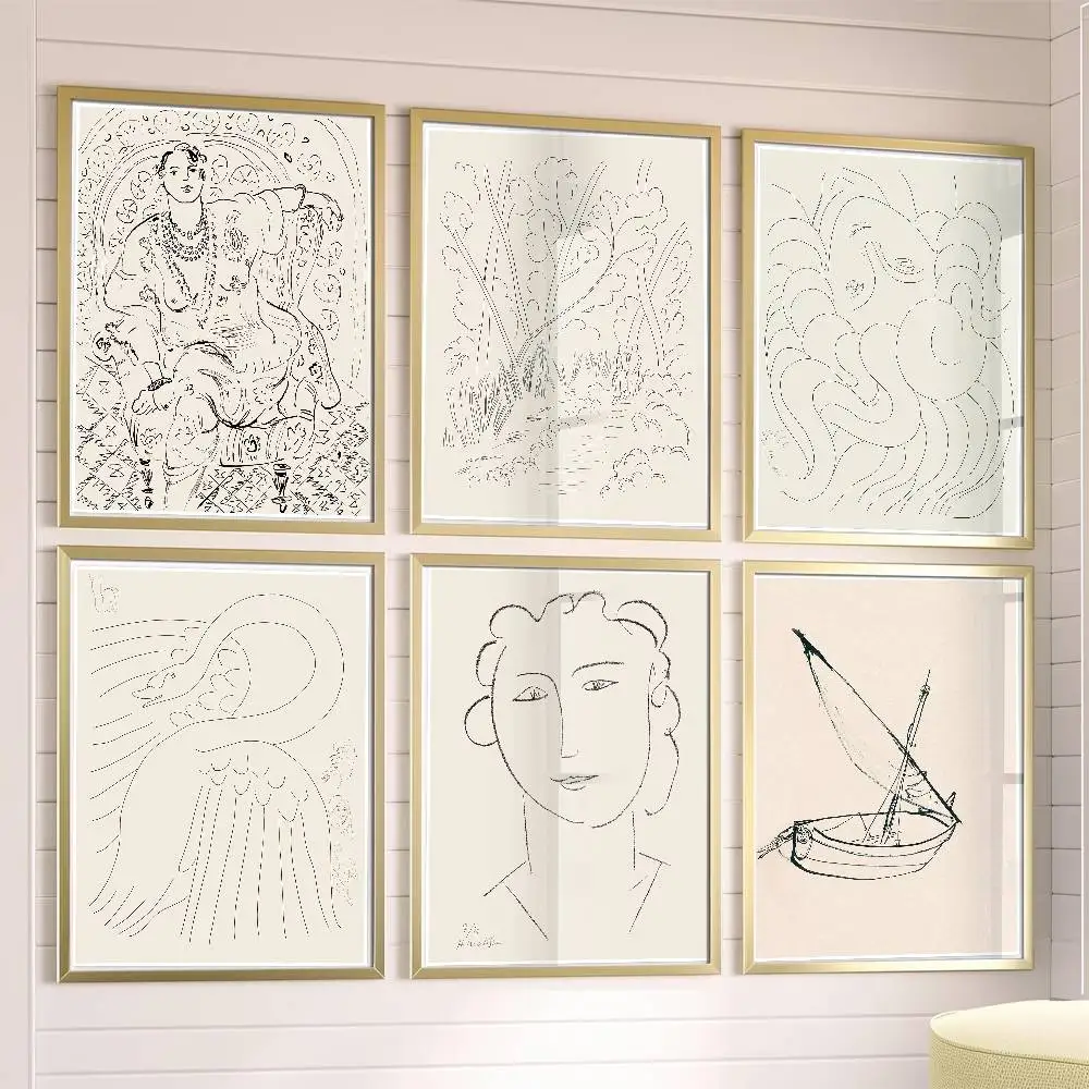 

H-Henri Matisse Nordic Sketch Poster Posters,waterproof Paper Stickers,coffee Shops,bar Living Rooms