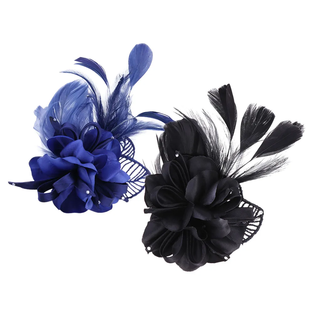 

2pcs Fashionable Fabric Flower Brooch Artificial Hair Clip corsage Dresses Pins for Women Party Accessories