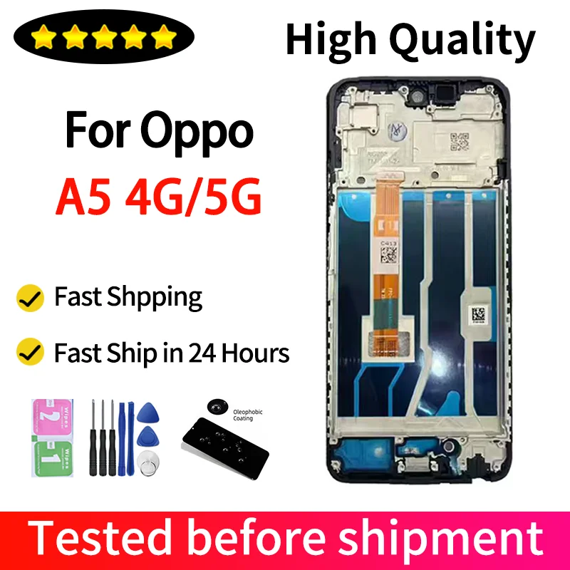 Pantalla LCD IPS de 6,67 pulgadas para Oppo A5 4G, pantalla LCD CPH2727, digitalizador de pantalla táctil para OPPO A5 5G CPH2735 PKW120, pieza de repuesto para reparación de LCD
