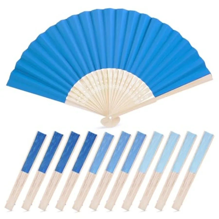 

12Pcs Paper Folding Hand Fans, 8.3 Inch Handheld Portable Decorative Fans for Wedding, Outdoor Party Favors, Baby Shower Decora