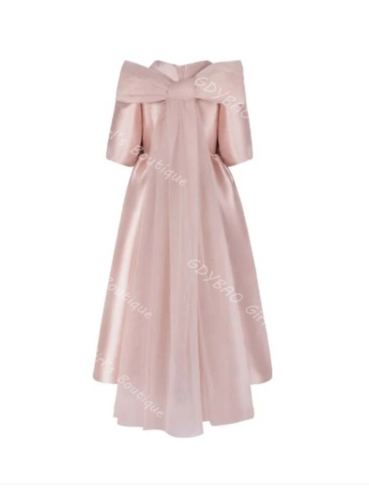 فستان فتاة الزهور بتصوير حقيقي لحفلات الزفاف من 2 إلى 14 أطفال بأكمام منتفخة على شكل حرف a/فستان الأميرة للمناولة الأولى مع شريط من التول مخصص