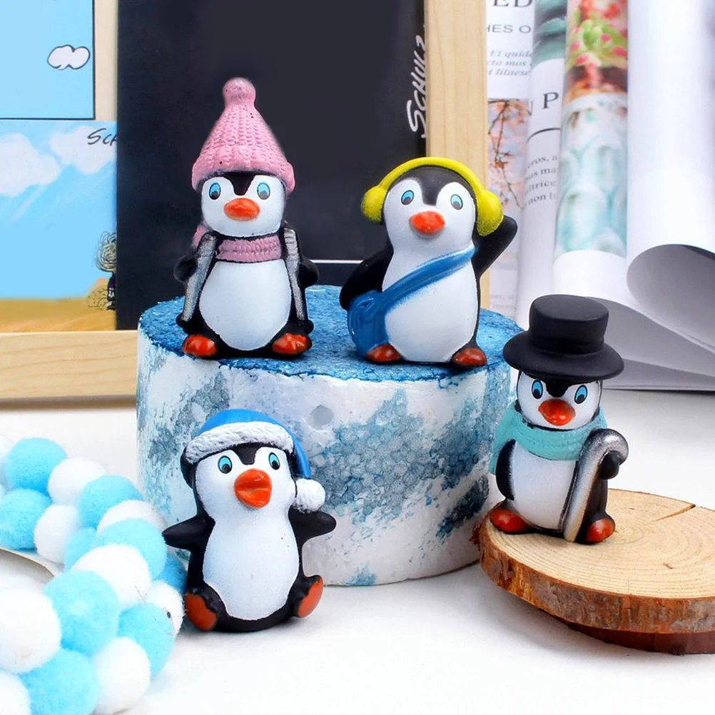 

12 Pcs Christmas Decorations Party Small Penguin Figure Mini Penguins Figurines