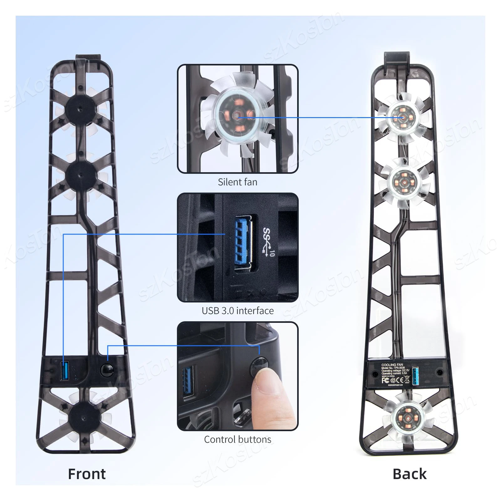 Охлаждающий вентилятор для PS5 Pro Внешний вентилятор Тихий охладитель с USB-портом Регулируемый режим скорости для PlayStation 5 Pro Disc&Digital Edition