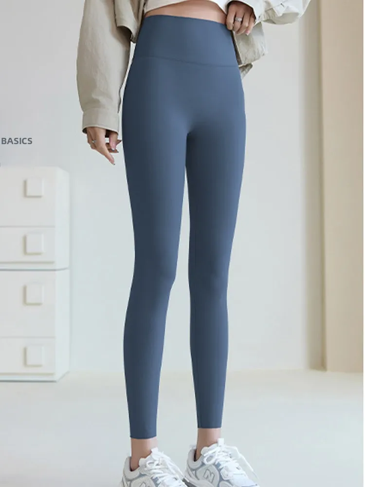 

Ice Silk arkskin Women's Yoga Pants Thin Summer Base Layer High Waist Nine Points Nylon Spandex Tummy Control Butt Lifting