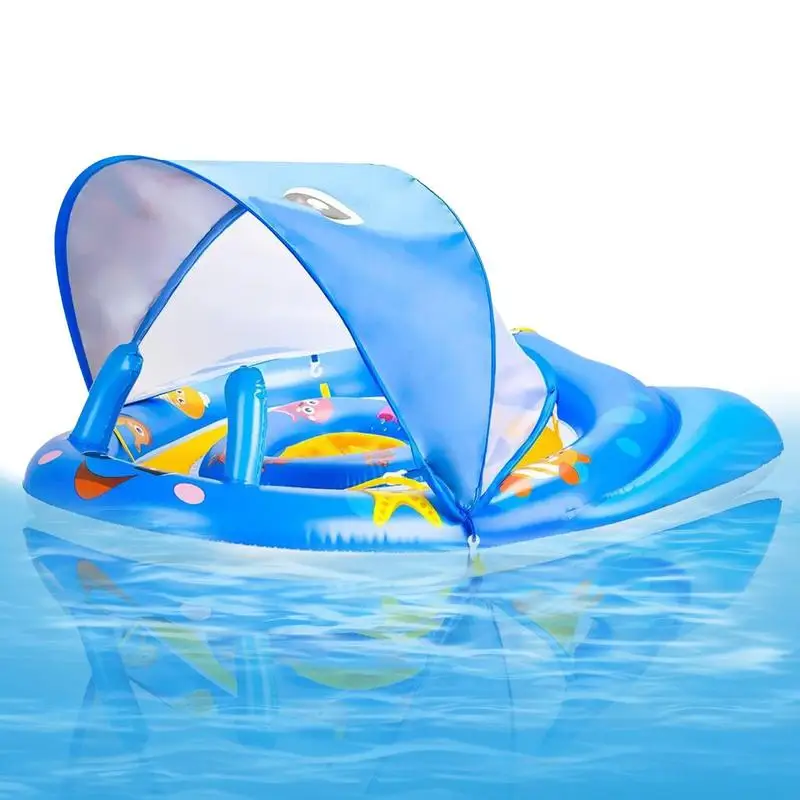 

Toddler Pool Float Inflatable Safety Pool Floatie With Detachable Sun Protection Canopy Child Swim Float For Swimming Training