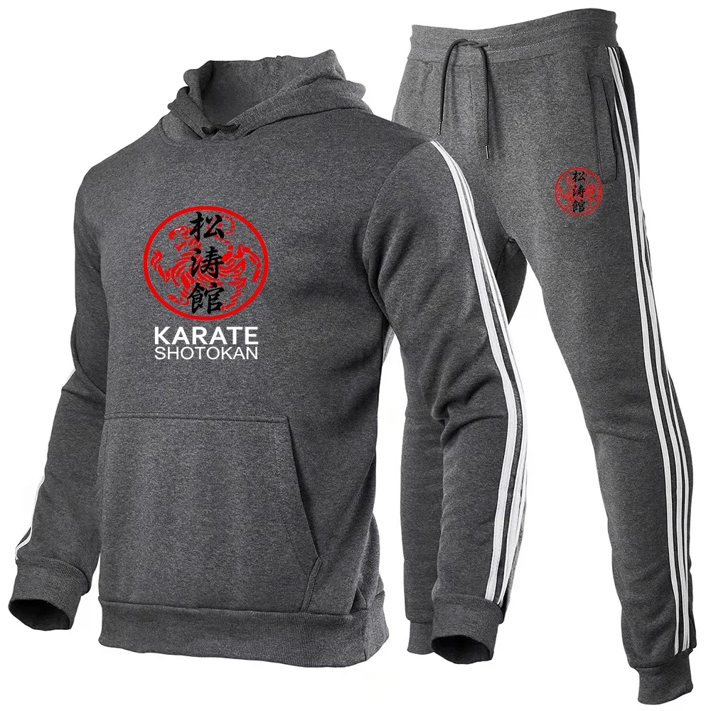 Shotokan Karate 2024 Men's New Tracksuit Sweatshirts Hoodies Patchwork Fashion High Quality Hoodie Tops + Pants Two Piece Suits