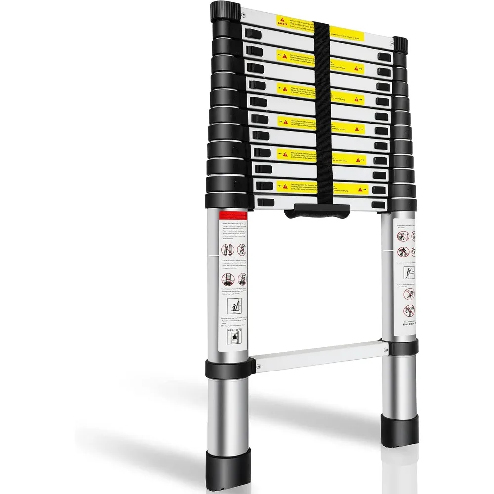 

Telescoping Ladder, 12.5FT Aluminum Extension Ladder with 2 Replacement of Non-Slip Rubber Cover, Telescopic Ladder Portable Mul