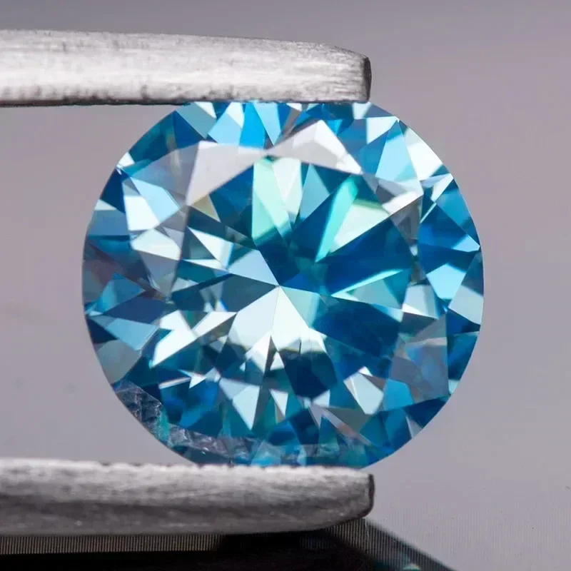 Moissanit-Stein, runder Schliff, Aquamarin-Farbe, für Edelstein-Anhänger, Perlen, hochwertige Schmuckherstellungsmaterialien mit Zertifikat – Detail 6