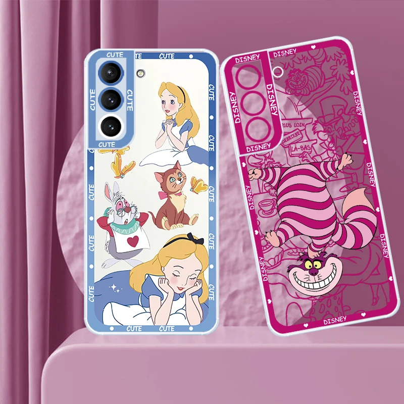 Alice Disney Cat For Samsung S23 S22 S21 Ultra S20 FE S10 Note20 10 Plus Lite Transparent Angel Eyes Phone Case