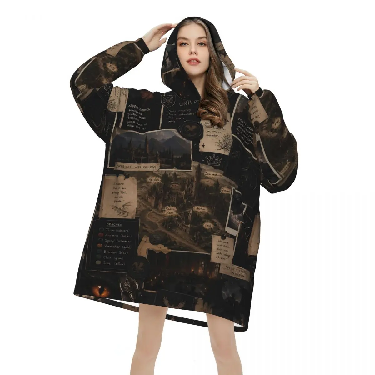 Oversized F-Fourth W-Wing Dragon Wearable Blanket Gifts for Women Men Ultrasoft Plush Warm Sweatshirt Blankets With Pocket