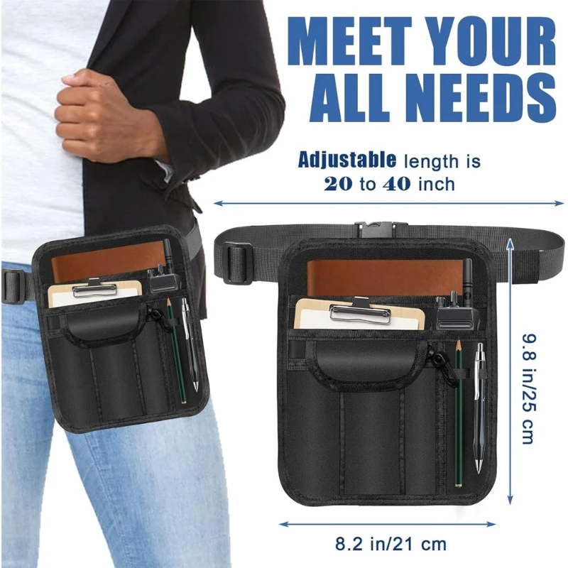 Ресторан Официант талия денег мешок для мешки с сервированием фартука с несколькими карманами Регулируемый ремень для официантки