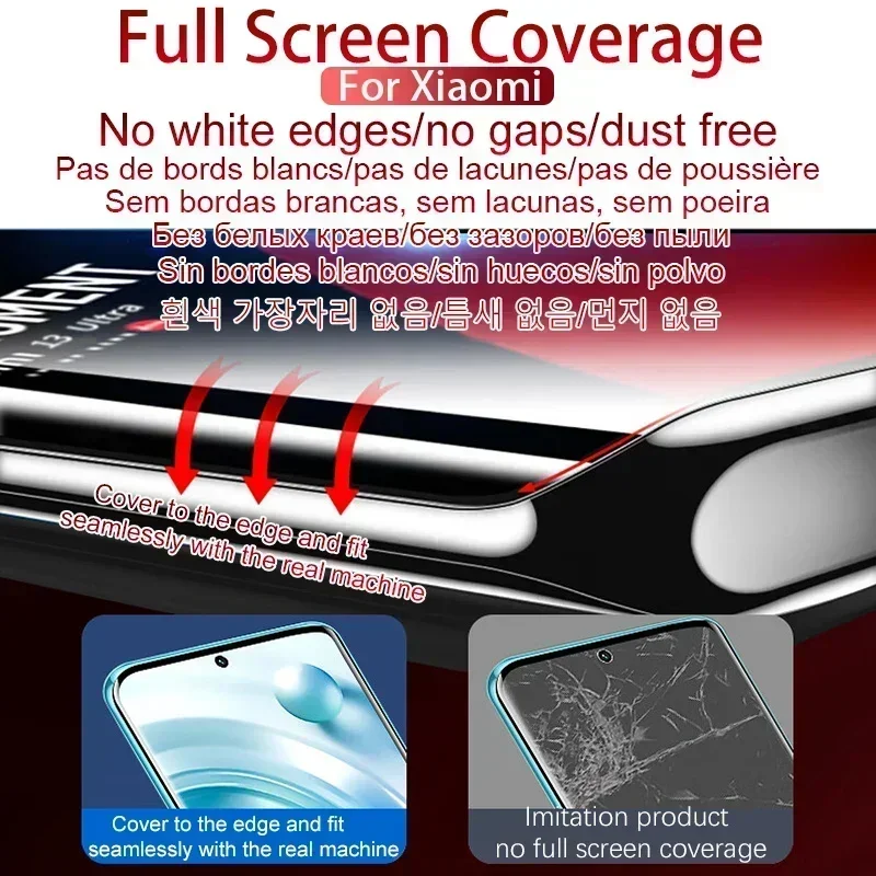 4PCS Hydrogel Film for Xiaomi Mi 13Ultra 12 11 10 12X 12S 14 Ultra 13T 12T 11T Pro Full Cover Screen Protector Note 11i Lite 5G