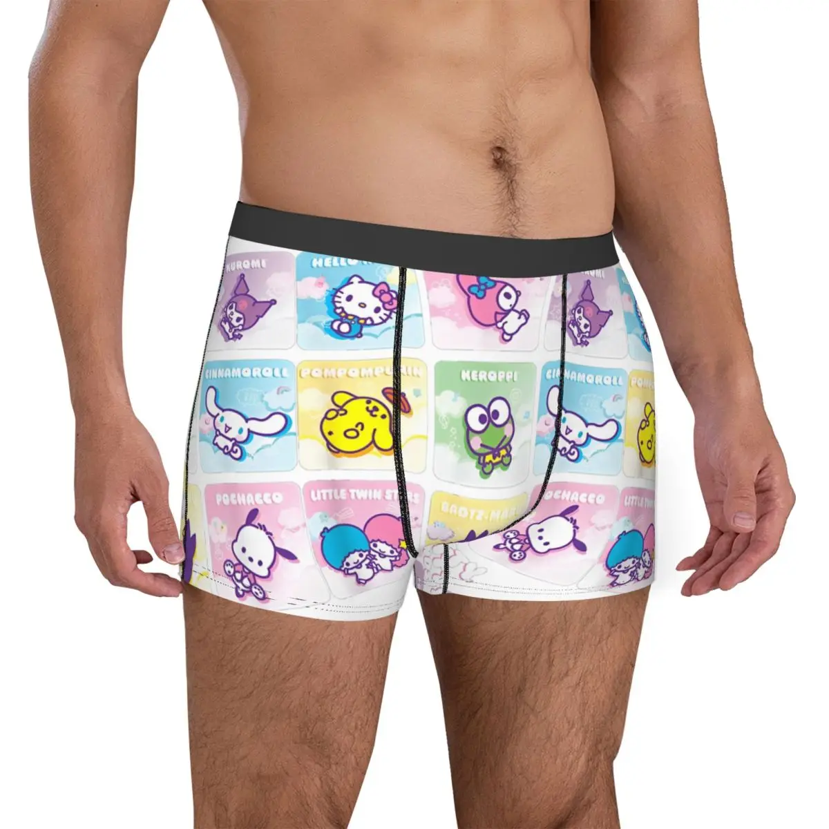 Hello Kitty and Friends Square Eugène Boxers, Gag Gift for Men, Fun Underwear, Quilt Underpants, Comfortable Boxer Shorts, Merch